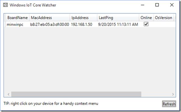 Available tabs on the network